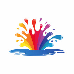 Colorful rainbow splash water vector illustration artistic and creative display