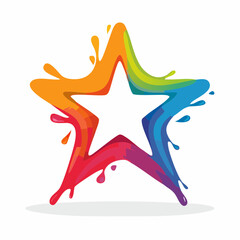 Colorful Star with Splatter Design: Creative Graphic Element for Diverse Applications