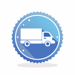 Delivery truck vector icon, transportation service vehicle isolated emblem illustration