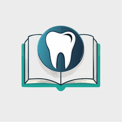 Dental Education: Open book with a tooth symbol for dental knowledge