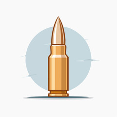 Detailed illustration of a single bullet against a circular backdrop creating focus