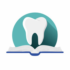 Dental knowledge illustration with tooth and open book design for learning