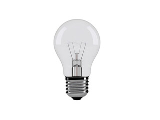 Light bulb with clear glass and metal base isolated on transparency background, symbolizing ideas and innovation with clean and simple design