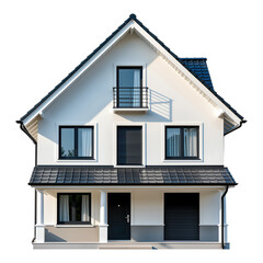 White House Illustration with Black Trim, Transparent Background, 3D Realism Design Element