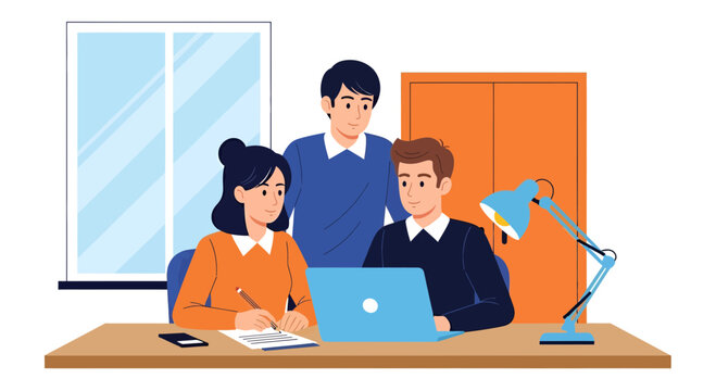team working together, laptop, office setting clip art preview