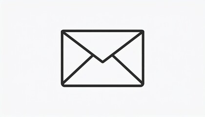 A simple, clean, black and white line art illustration of an open envelope.