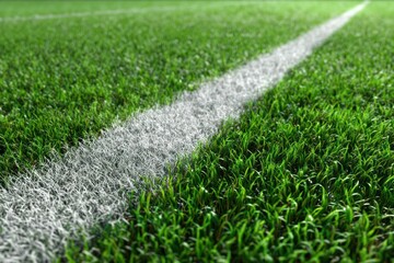 Close up of green grass and a white line
