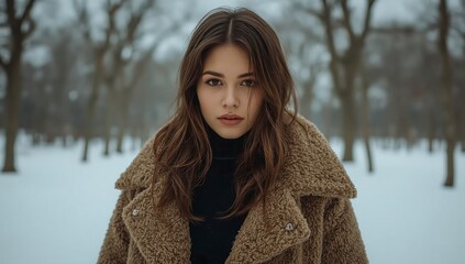 cute woman in winter, woman on background of christmas tree, woman in holydays