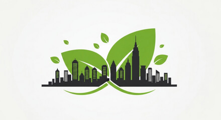 Green city logo ecofriendly urban development concept sustainable architecture and environment vector illustration for company identity