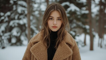 cute woman in winter, woman on background of christmas tree, woman in holydays