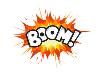 Boom Effect. Comic book sound effect. Pop art expression in bright color. Stock illustration.