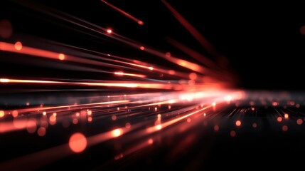 Abstract red light trails on black background