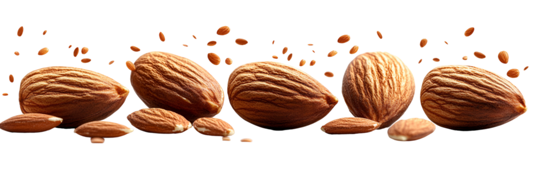 Closeup view of multiple small round objects in a horizontal line on transparent background