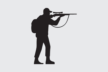 silhouette of a man with a rifle  for hunting 