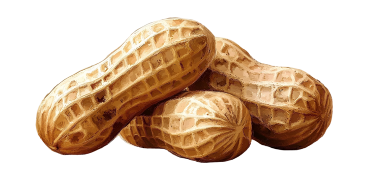 Cluster of peanuts on transparent background