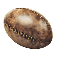 Vintage American football with distressed leather and prominent stitching