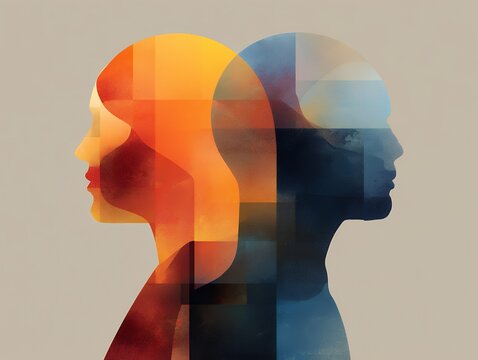 abstract illustration of two overlapping human profiles