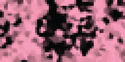 Abstract pixelated pattern in vibrant pink and black, forming a dynamic, high-contrast mosaic background suitable for modern graphic design and artistic projects