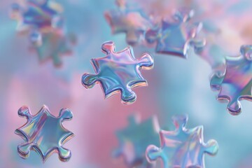 Colorful Puzzle Pieces Floating in a Vibrant Abstract Background