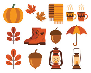 Digital Illustration of Cozy Autumn Essentials Collection for Fall Season