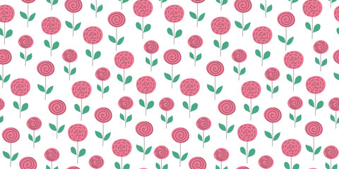 Abstract flowers and plants. Seamless pattern. Outline drawings of hand-drawn flowers and doodles. Line icons, repeating background.