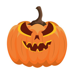 Spooky halloween jack o lantern pumpkin vector illustration in cartoon style for holiday decorations and graphics