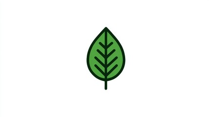 Minimalist vegan label icon featuring green leaf with soft line art, on white background