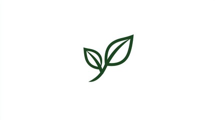 Minimalist vegan label icon featuring green leaf with soft line art, on white background