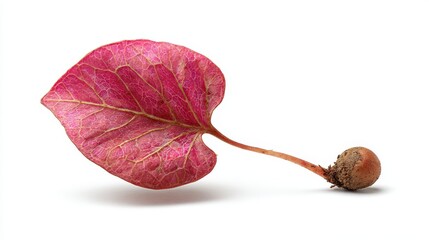 Modern vegan icon: single leaf growing from small sprout base, isolated on white