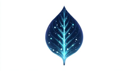 Vector icon of leaf with glowing outline effect, futuristic sustainable design on white