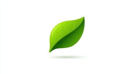 Vibrant green leaf icon with drop shadow, minimal UI design isolated on white