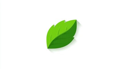 Vibrant green leaf icon with drop shadow, minimal UI design isolated on white