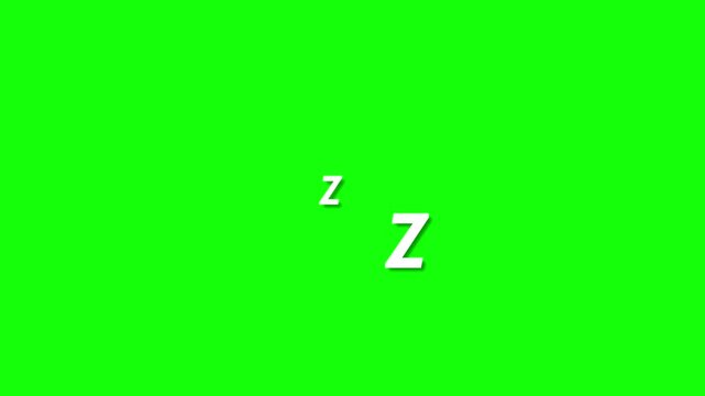 sleeping illustration animation on green screen. zzz animation sleeping concept