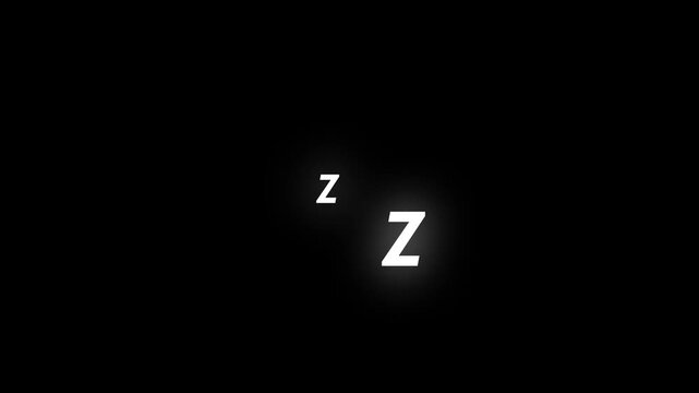 sleeping illustration animation on black background. zzz animation sleeping concept