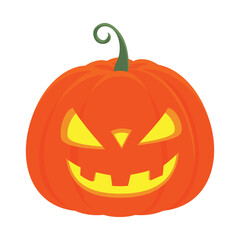 Spooky halloween jack o lantern pumpkin vector illustration in cartoon style for holiday decorations and graphics