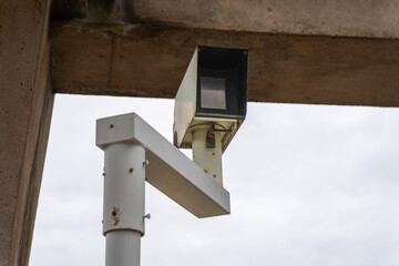 Security Camera Mounted on Concrete Structure