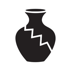 Cracked antique vase icon representing fragile object damage the concept of imperfection and the need for careful restoration handling