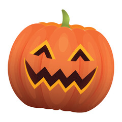 Spooky halloween jack o lantern pumpkin vector illustration in cartoon style for holiday decorations and graphics