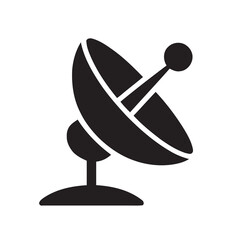 Satellite dish antenna icon for telecommunication signal broadcast representing global network data transmission and modern media technology