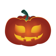 Spooky halloween jack o lantern pumpkin vector illustration in cartoon style for holiday decorations and graphics