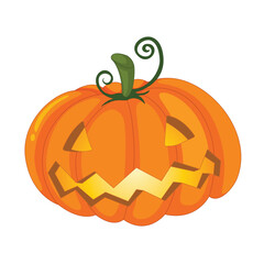 Spooky halloween jack o lantern pumpkin vector illustration in cartoon style for holiday decorations and graphics