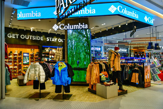 BANGKOK ,THAILAND ,Oct -17, 2025 : Columbia clothing section in a super sport Siam Paragon shopping mall