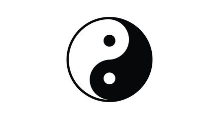 Classic yin yang symbol representing balance and harmony in a stark black and white silhouette
