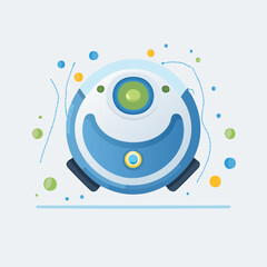 Obraz premium Modern Robotic Vacuum Cleaner Sweeping Floor Illustration.