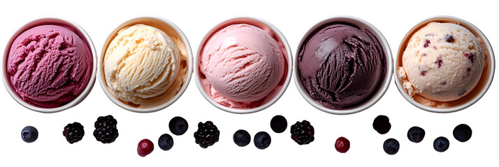 Colorful ice cream scoops displayed