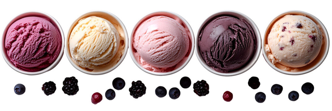 Colorful ice cream scoops displayed