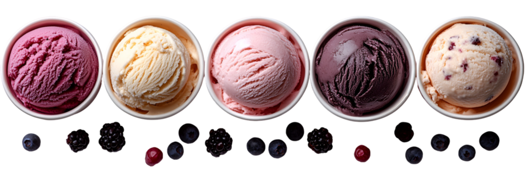 Colorful ice cream scoops displayed