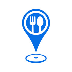 Fork and Spoon on a dish. Food court, Canteen and Restaurant  Location vector symbol