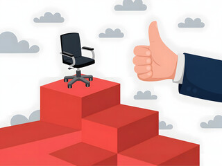 Office chair on pedestal receives approval with a giant thumbs up