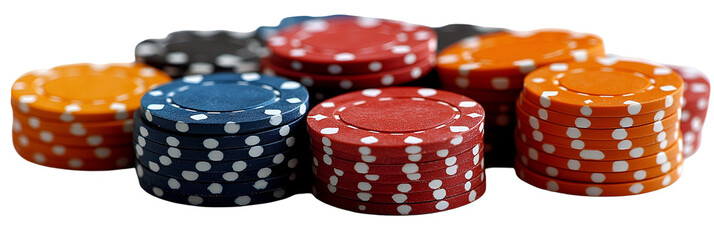 Colorful poker chips cluster
